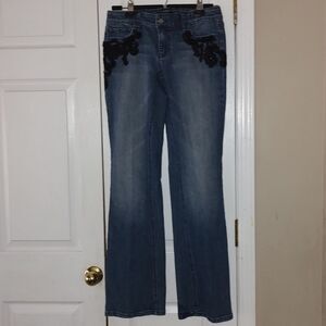 White House Black Market  Blanc Black embellished jeans  Sz 6